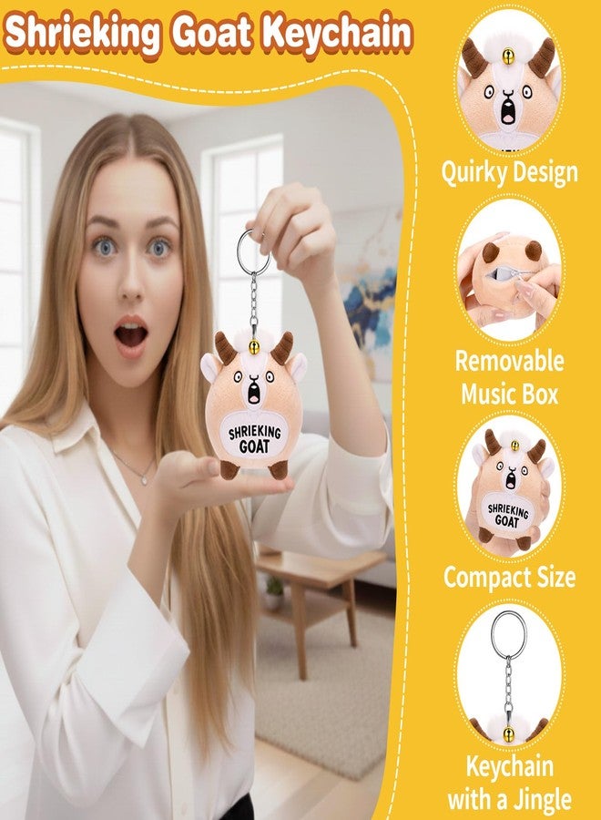 Dalycro Shrieking Goat Keychain Funny Plush Keychain with Goat Sound Cute Backpack Charm for Men Women Gag Gift (Khaki) - Image 3
